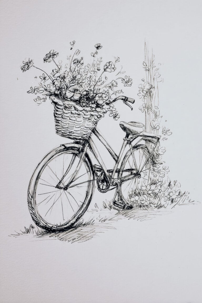 Vintage Bicycle with Flower Basket