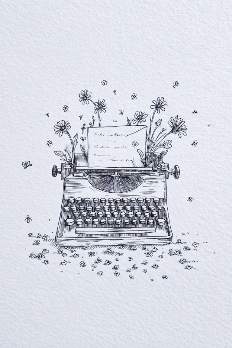 Vintage Typewriter with Flowers