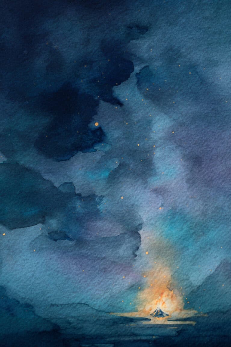 Campfire Under Stars