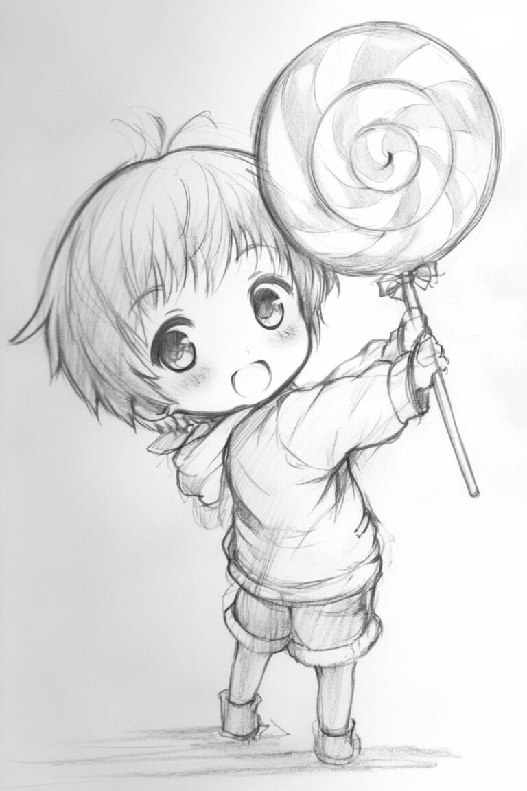 Chibi Holding a Giant Lollipop