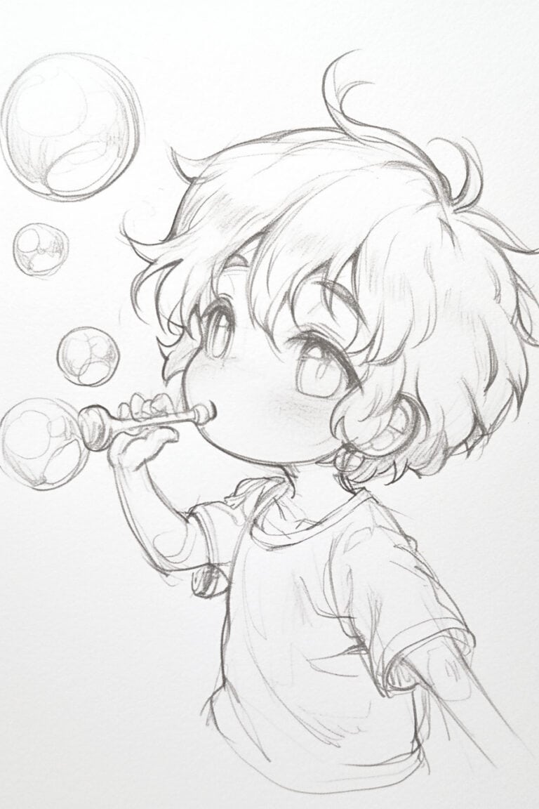 Chibi with Floating Bubbles