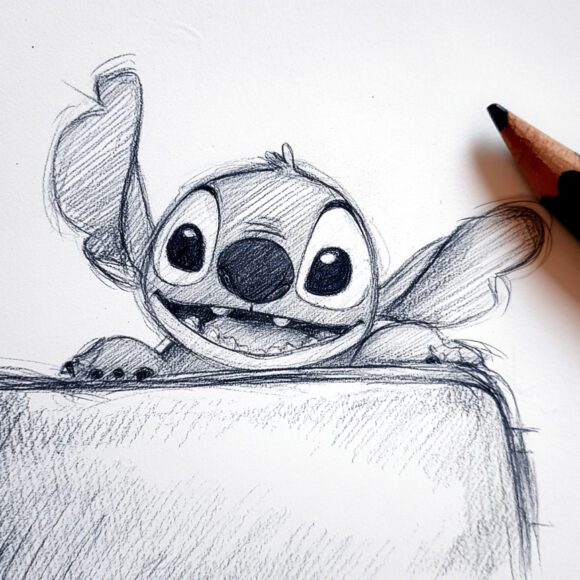 emthehuman1_pencil_next_to_a_sketch_of_Stitch_peeking_out_of_a__457daacb-bcd0-4030-be1c-0ad9f2fa2b13
