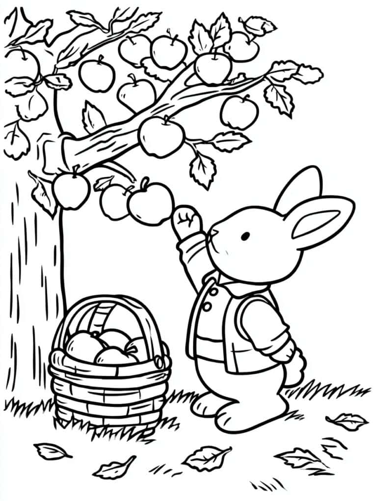 2. Bunny Picking Apples from Tree