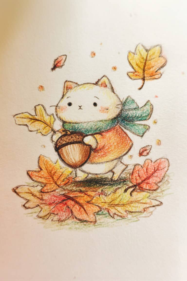 15. Cat with Acorn Purse