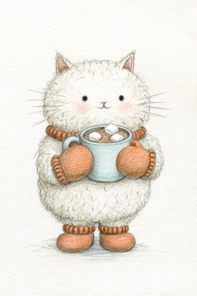 6. Cat with Mug of Cocoa