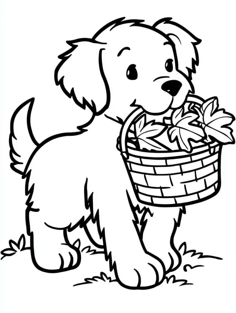 15. Dog Collecting Maple Leaves