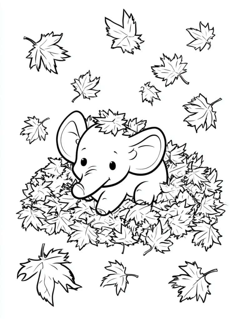 12. Elephant Lying On Leaves