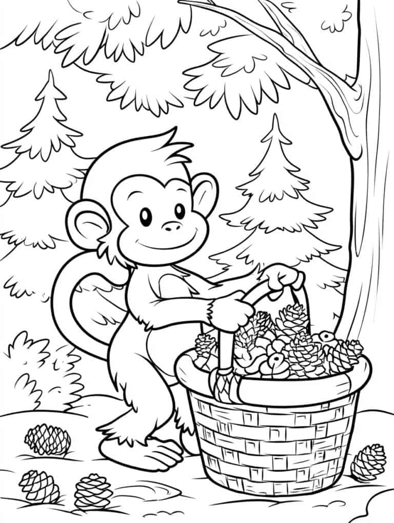 25. Monkey Gathering Pinecones