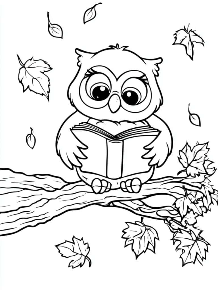 7. Owl Reading Autumn Book