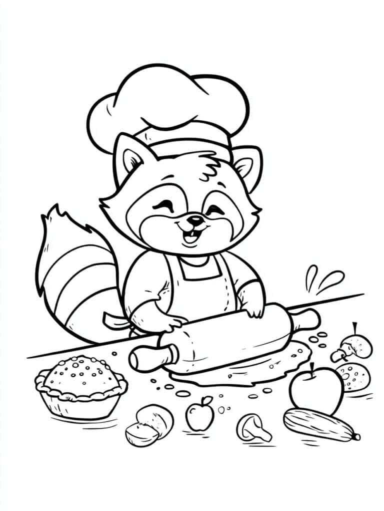 17. Raccoon Baking Pie