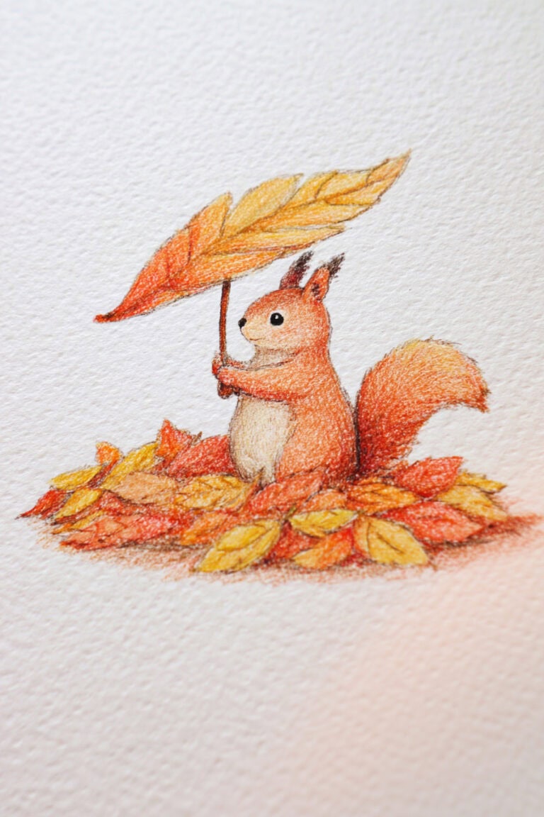 27. Squirrel with Leaf Umbrella