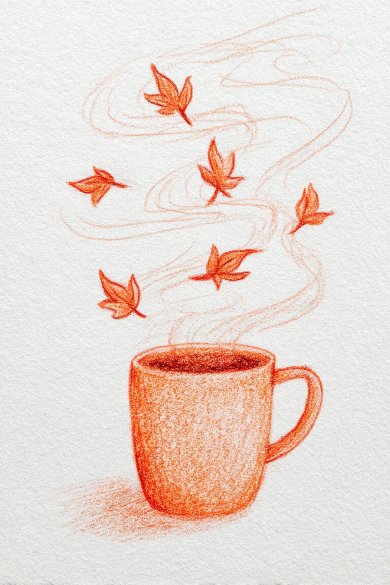Cozy Coffee Cup with Leaves