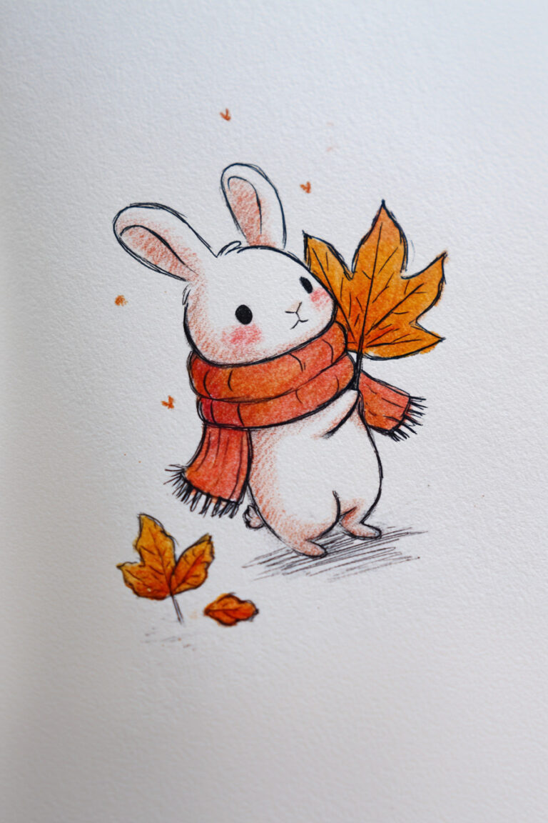 Bunny Holding a Maple Leaf