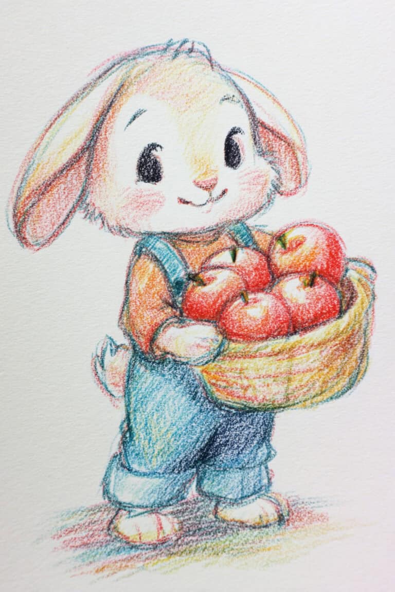 Bunny Gathering Apples