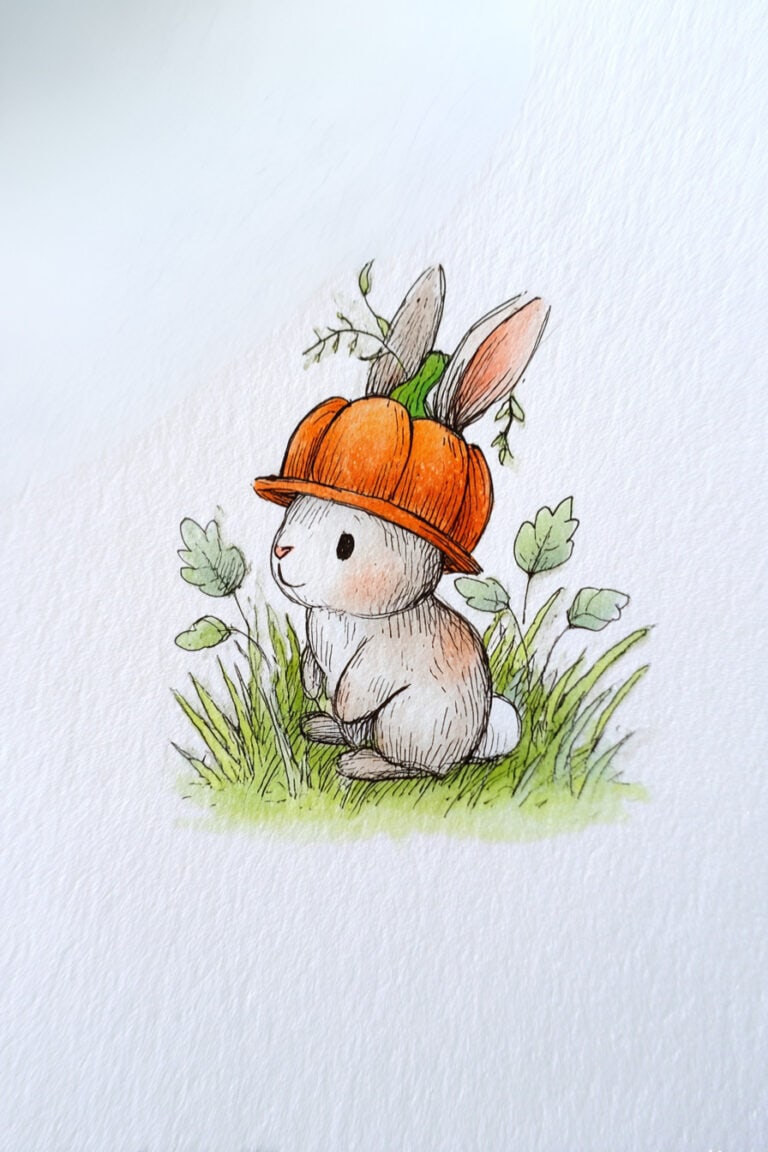 Bunny With Pumpkin Hat