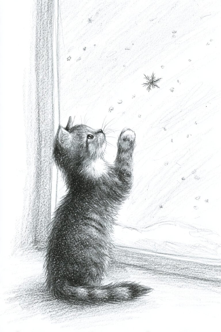 Cat Watching Snowflakes