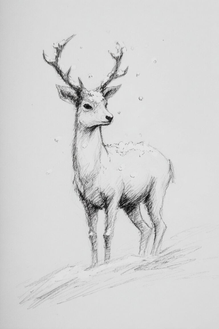 Deer with Snowy Antlers