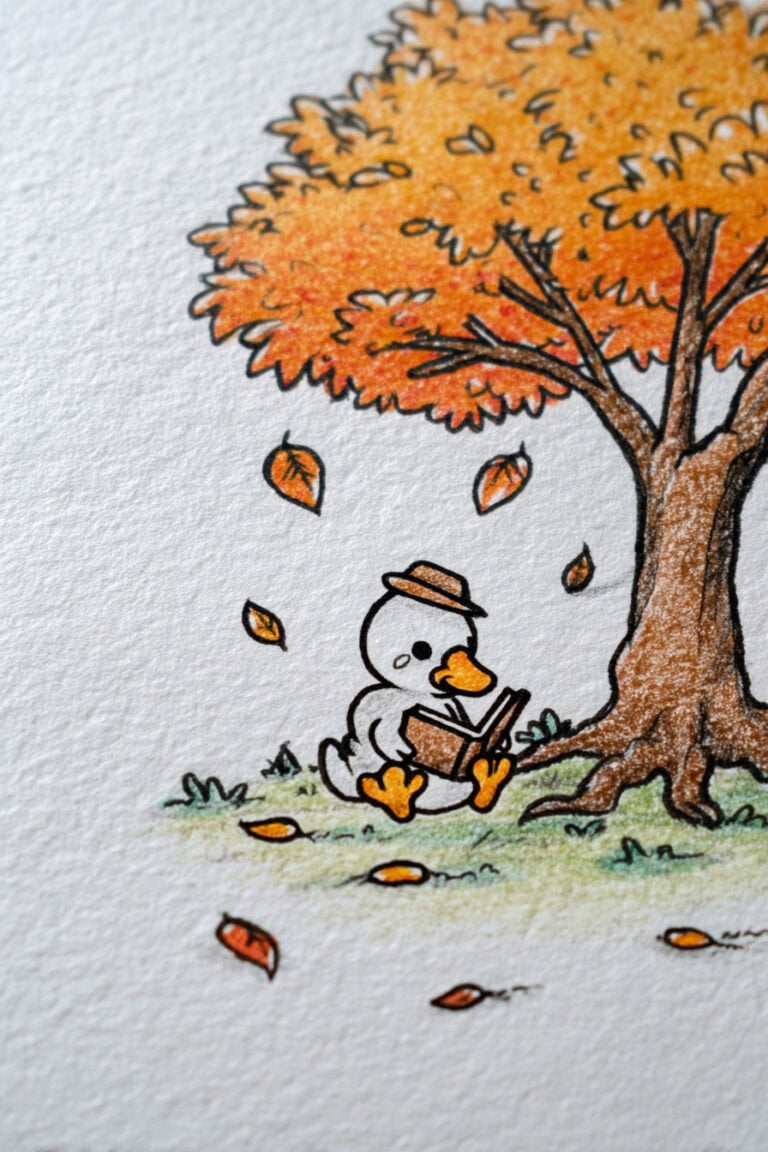 Duck Reading Under a Tree