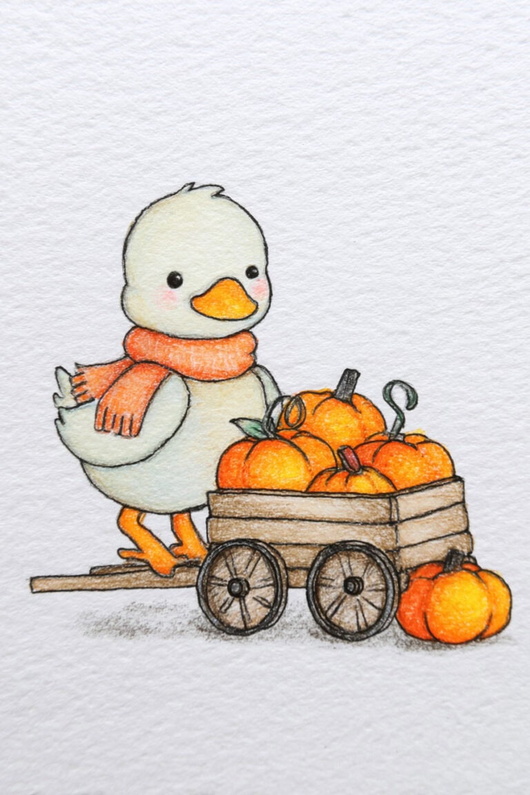 Duck with Pumpkin Cart