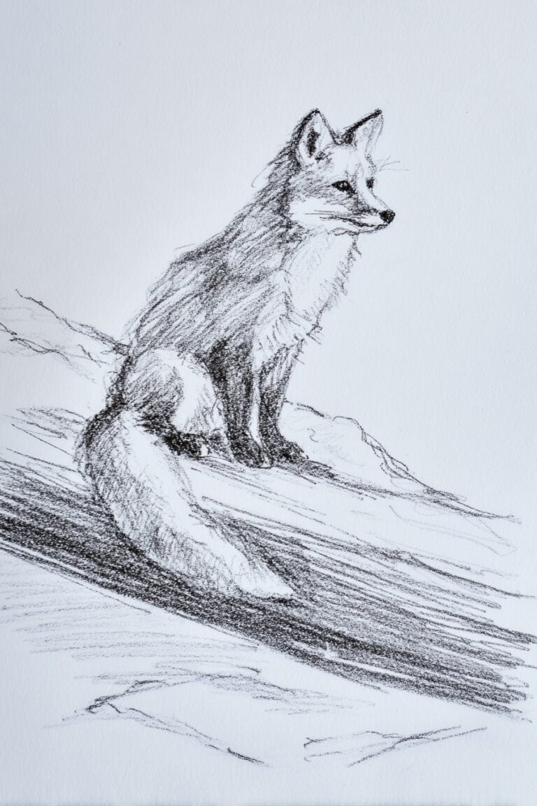 Fox and Snowy Log