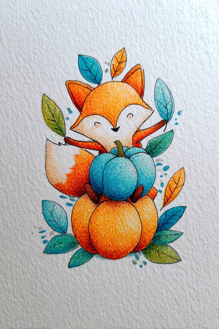 Fox with Pumpkin Stack