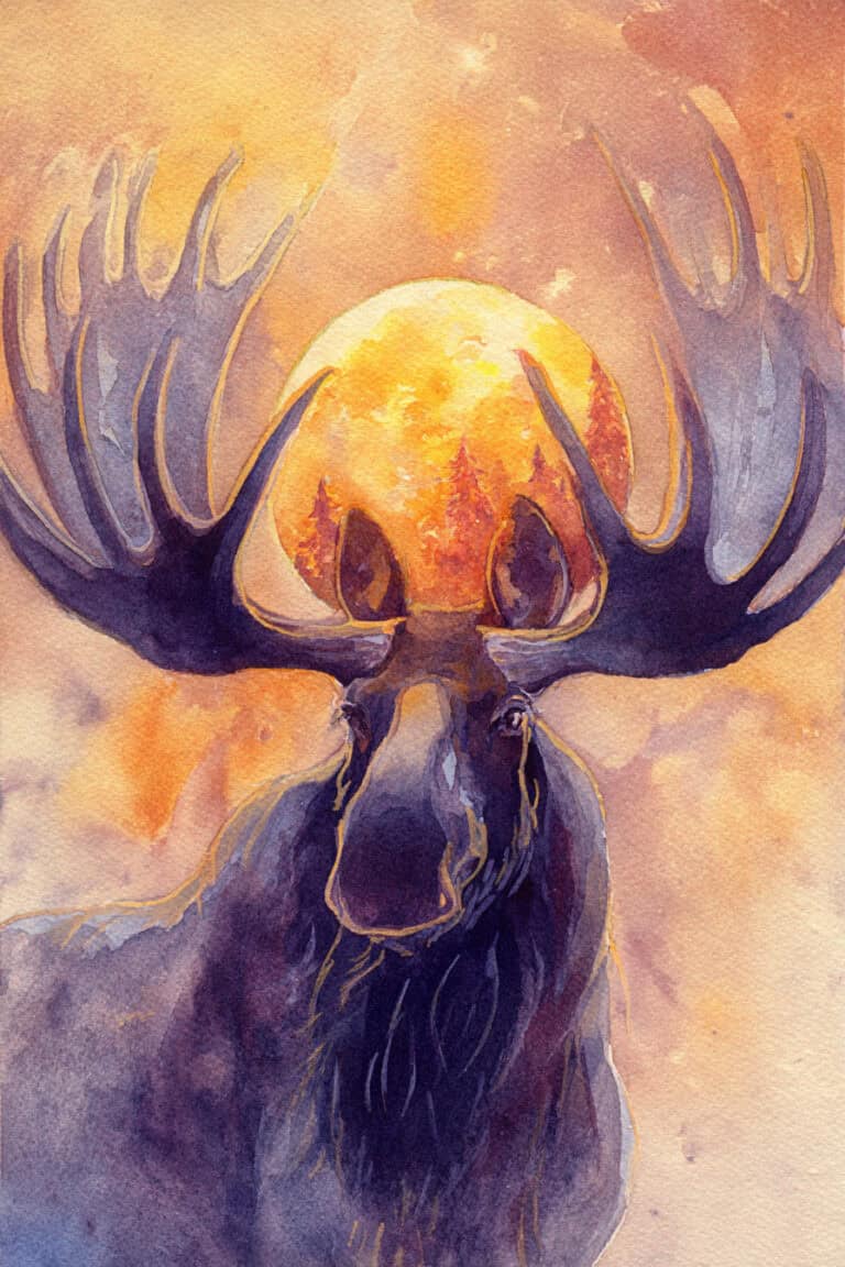 Moose Antlers Holding Autumn Sunset