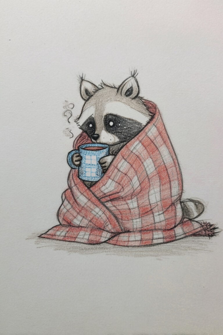 Raccoon in Cozy Blanket