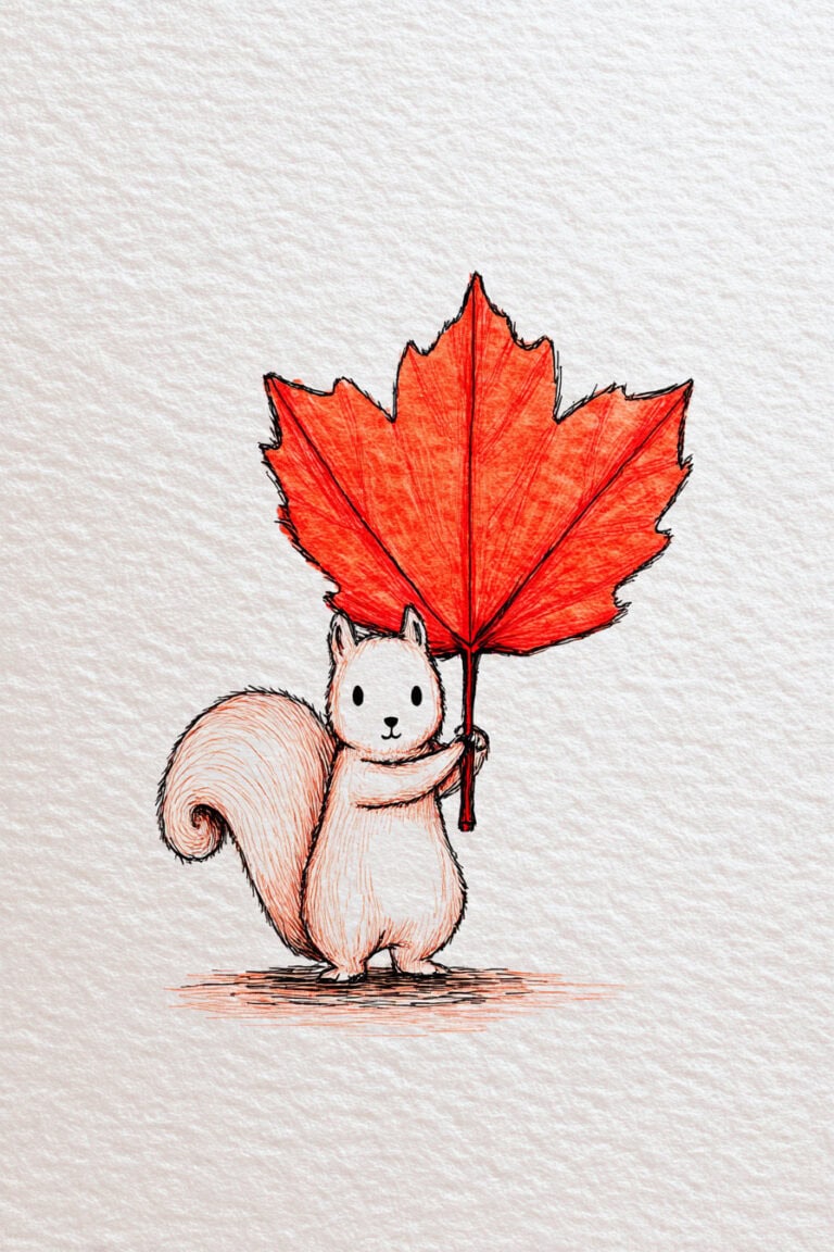 Squirrel with Giant Leaf