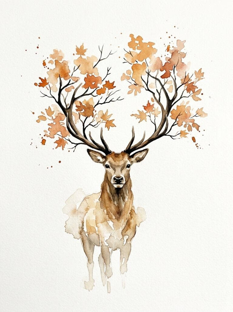 Deer Antlers Blooming Autumn Trees