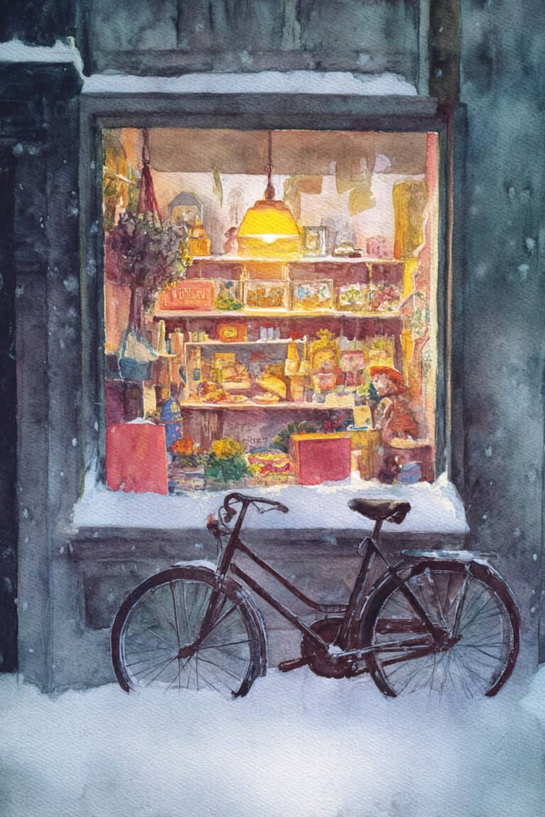 Antique Shop Snow Window