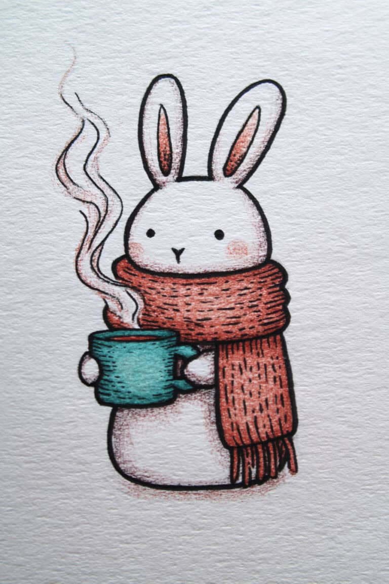 Bunny With Hot Winter Tea