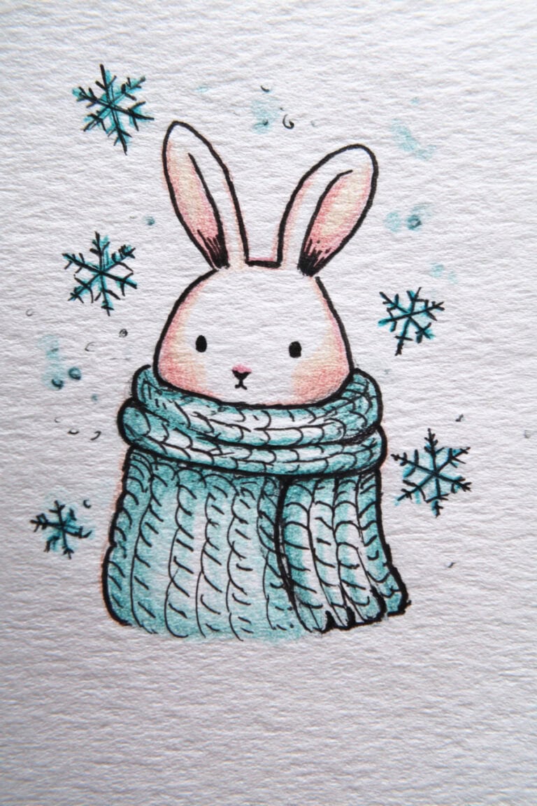 Bunny Wrapped in Knit Blanket