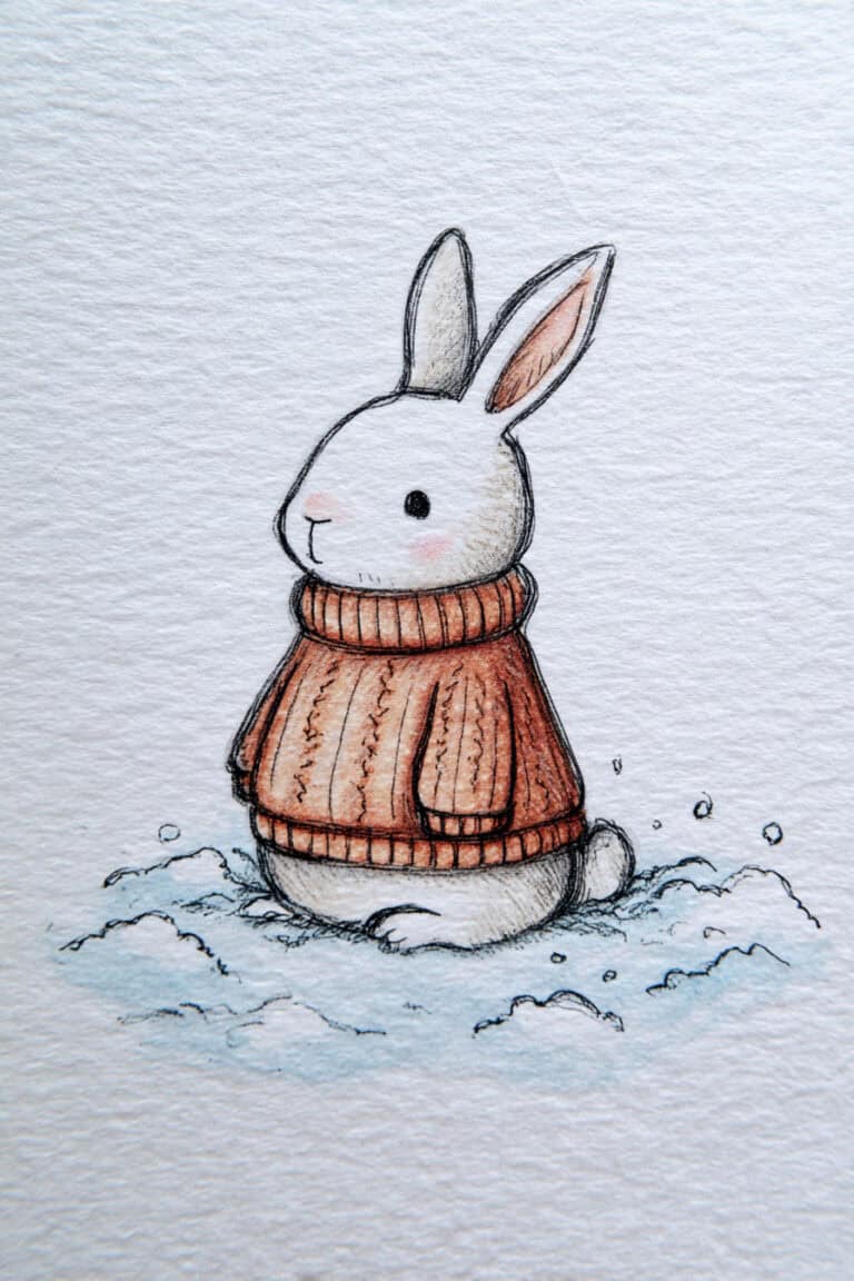 Bunny in Fuzzy Winter Sweater