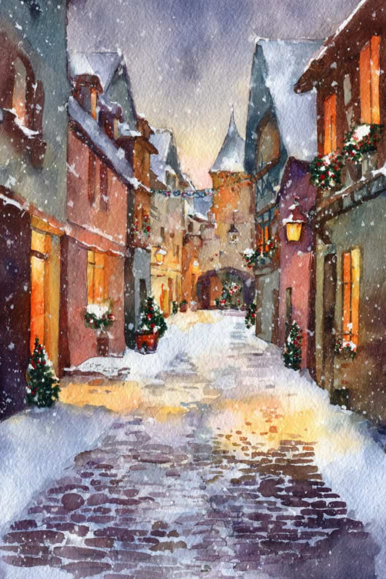 Candlelit Window Village Lane