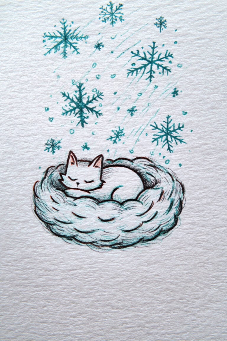 Cat Sleeping in Blanket Nest