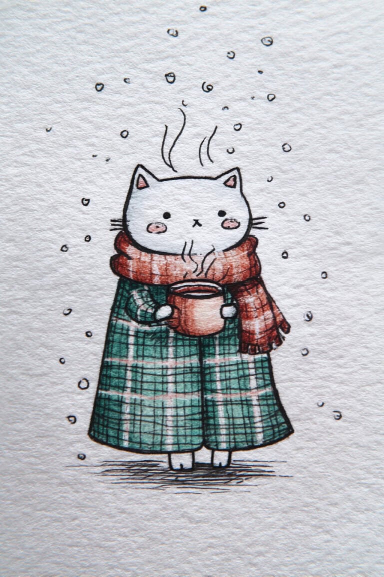 Cat in Cozy Plaid Cape