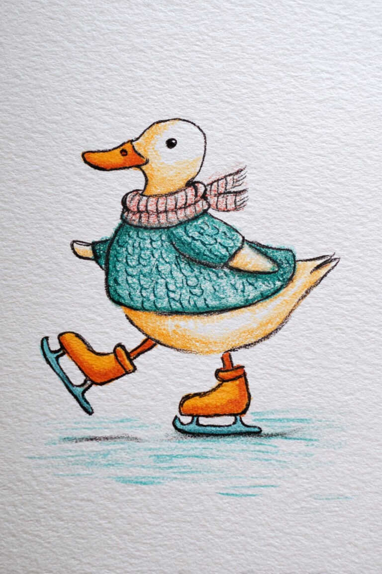 Duck Sliding on Ice