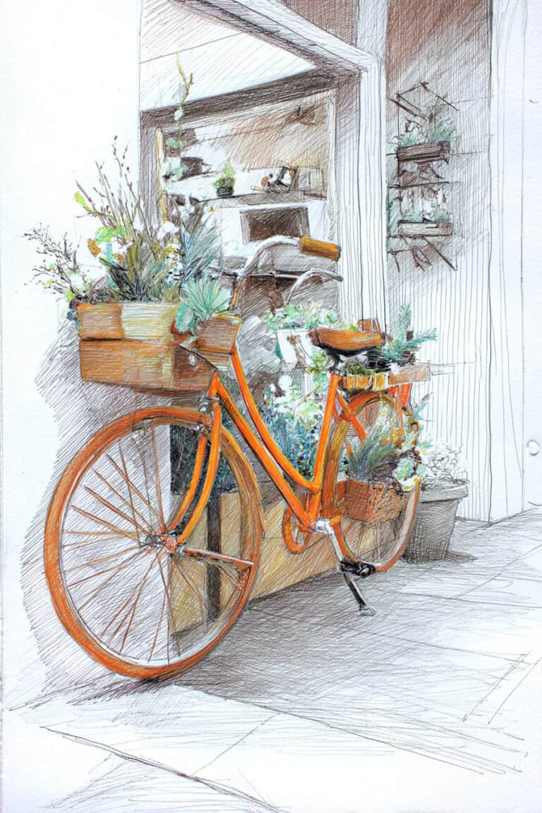 Flower Shop Bicycle Parked Outside