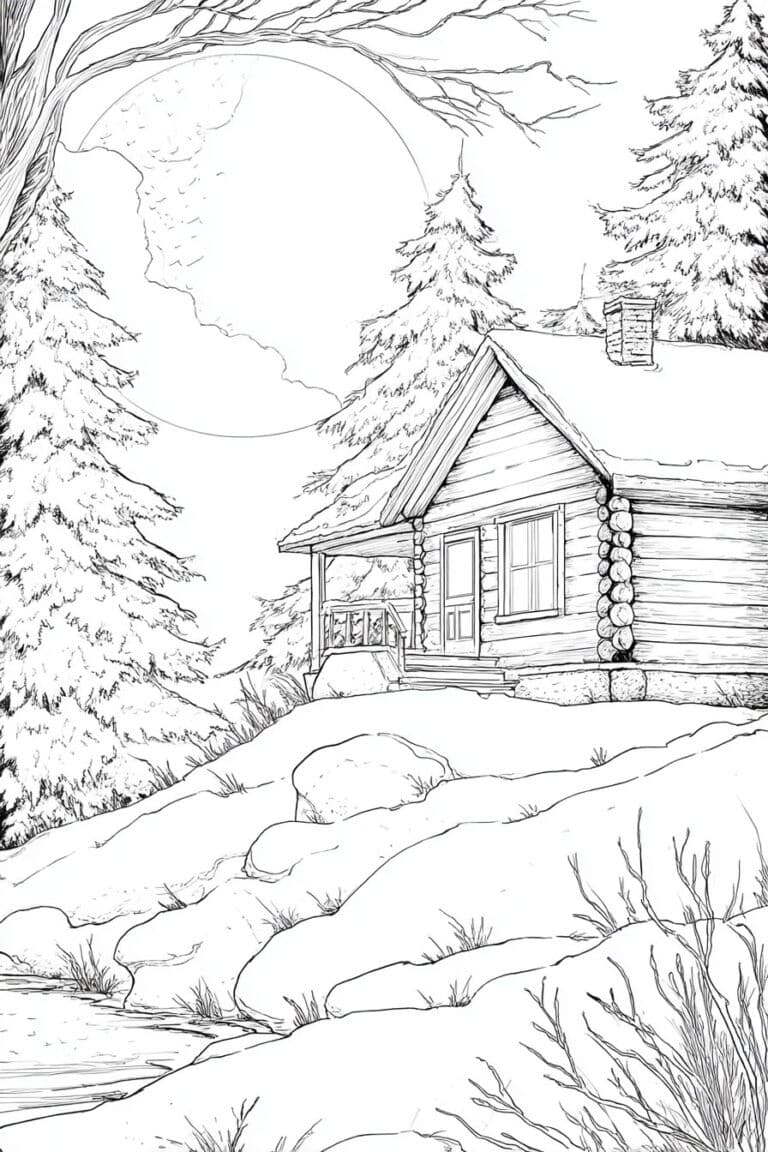 Forest Cabin Night
