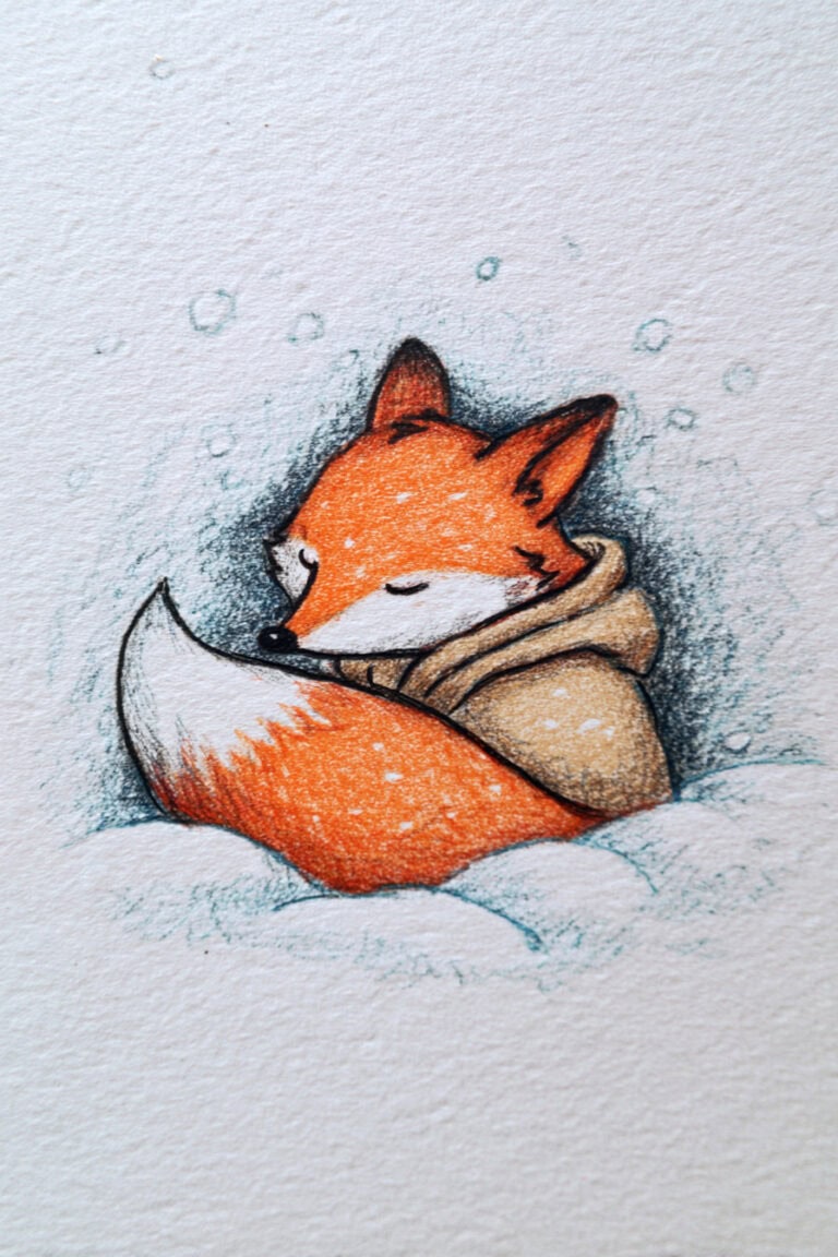 Fox Snuggled in Fleece Hoodie