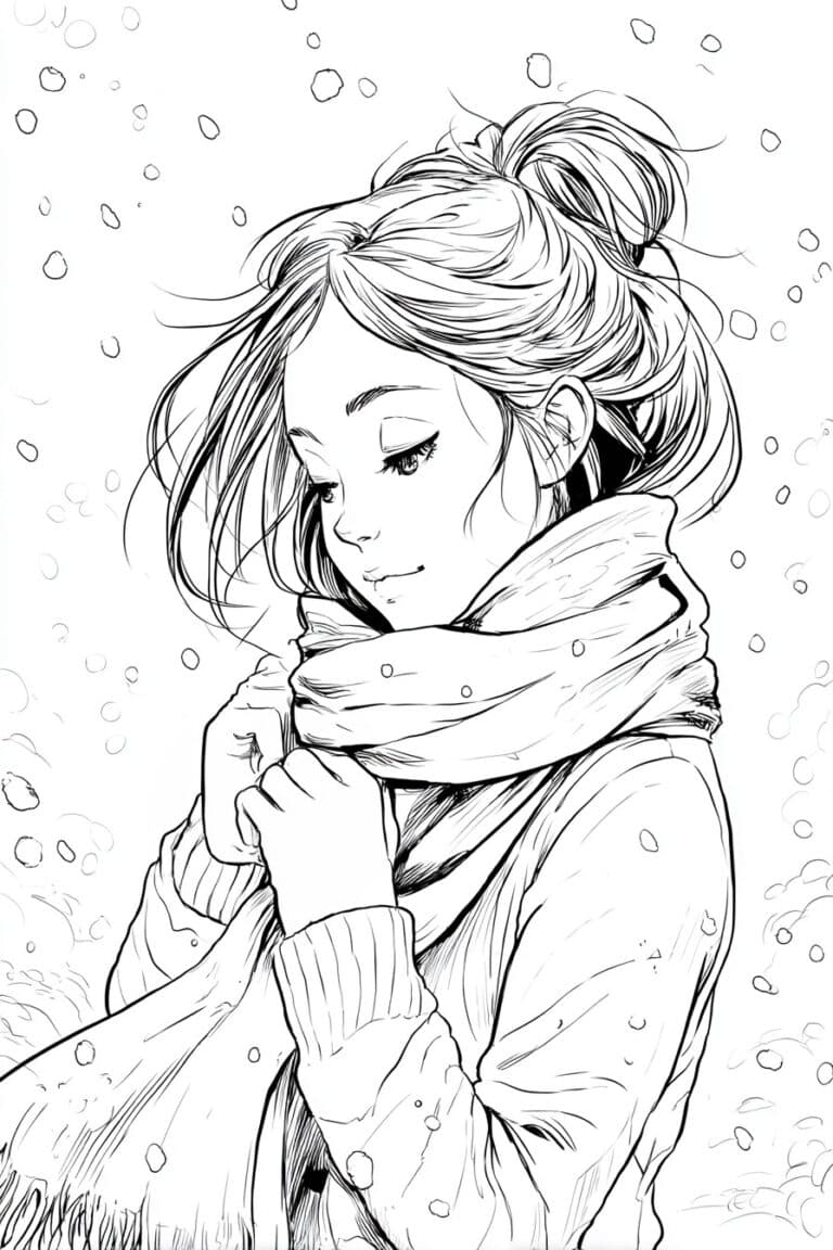 Girl Holding a Scarf
