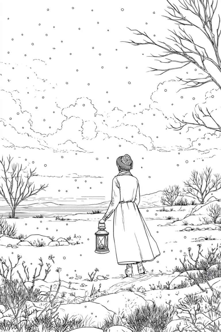 Girl Walking with Lantern