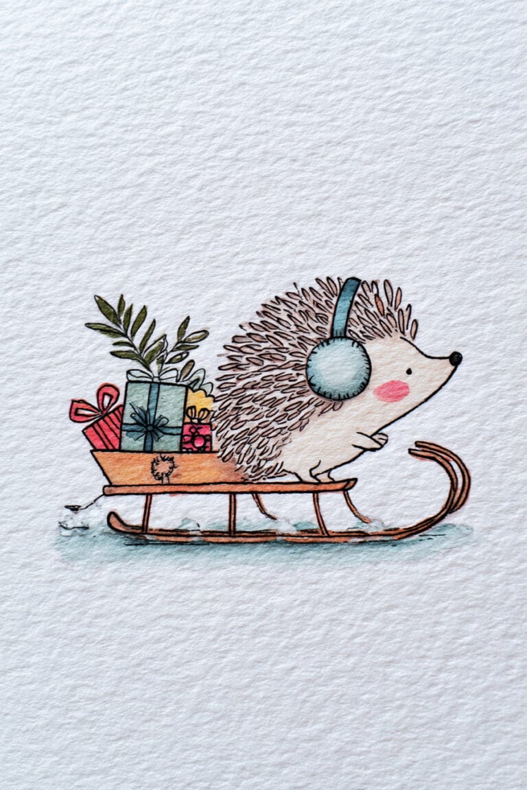 Hedgehog Pulling Sled of Gifts
