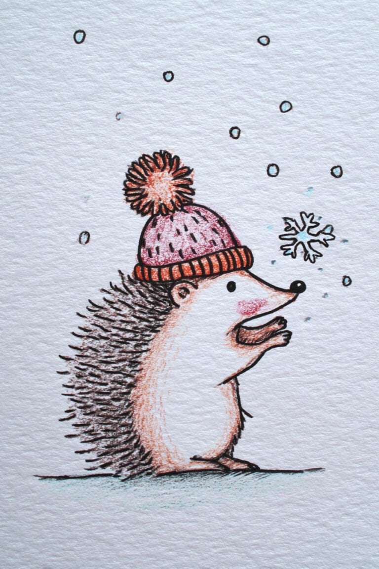 Hedgehog Wearing Pompom Hat