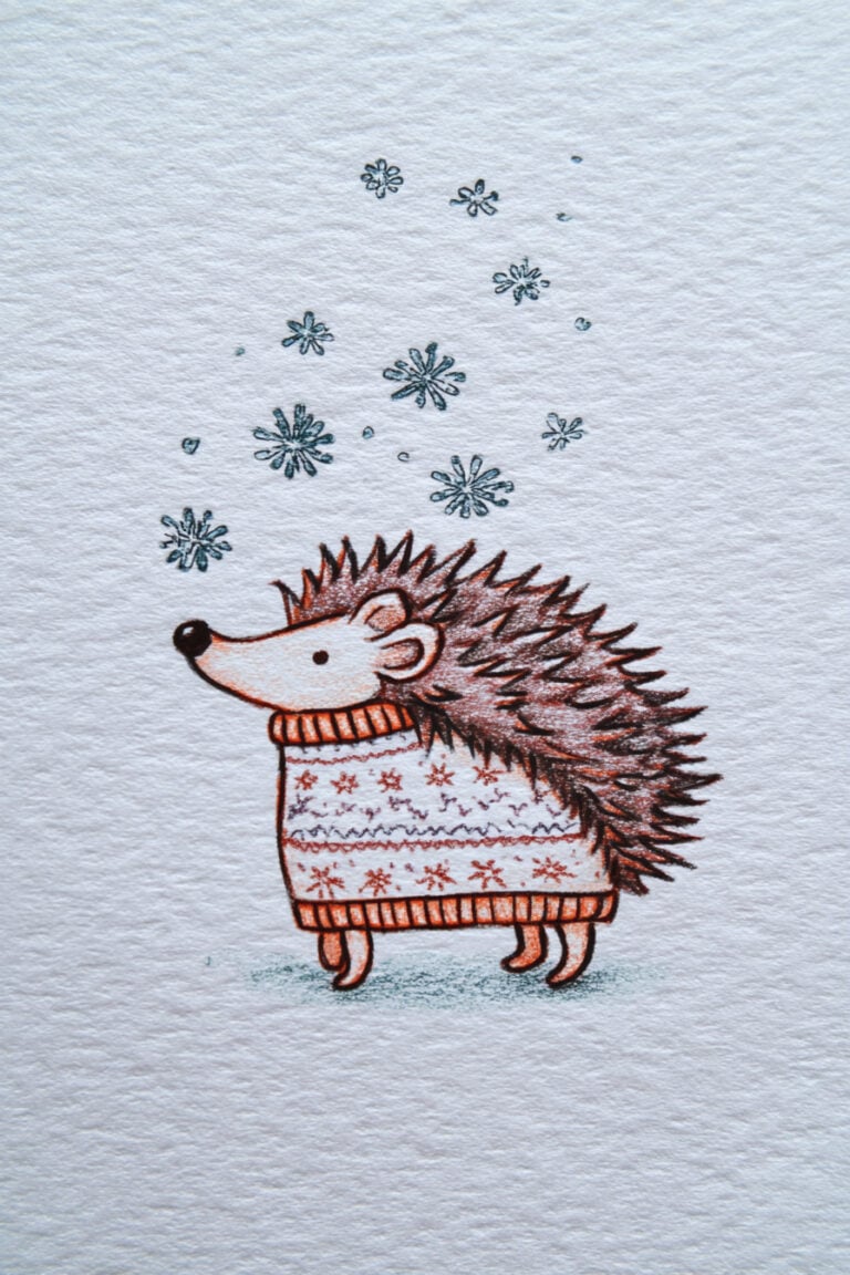 Hedgehog in Snowflake Sweater
