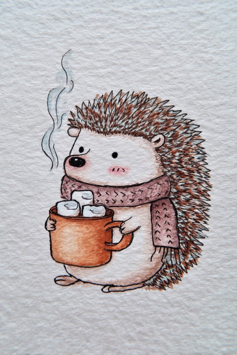Hedgehog with Marshmallow Cocoa
