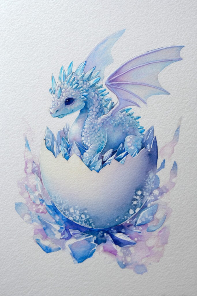 winter fantasy creature watercolor