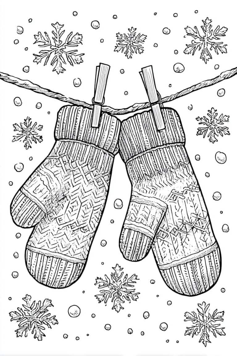 Mittens Hanging on a Line
