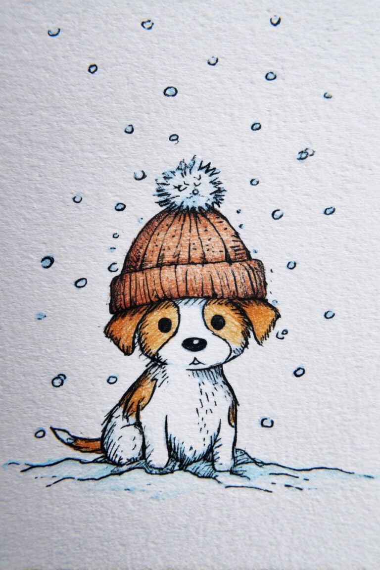 Puppy in Oversized Knit Beanie