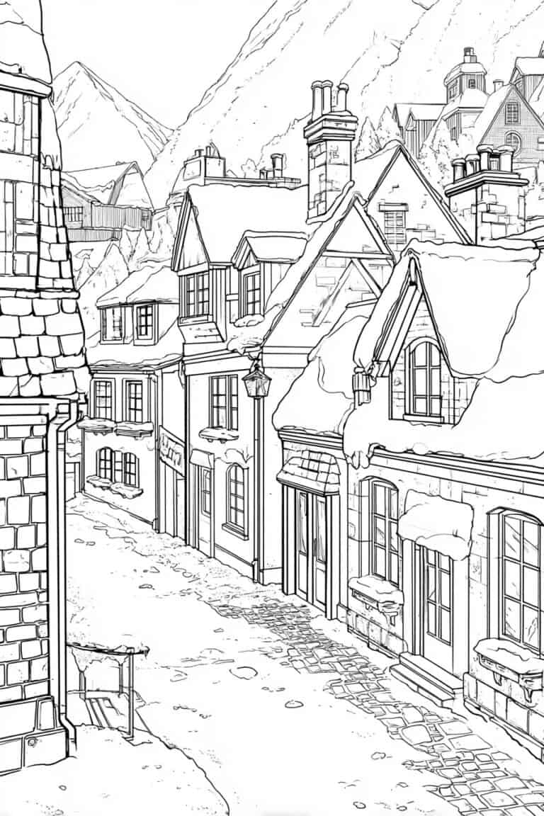 Snowy Town Street